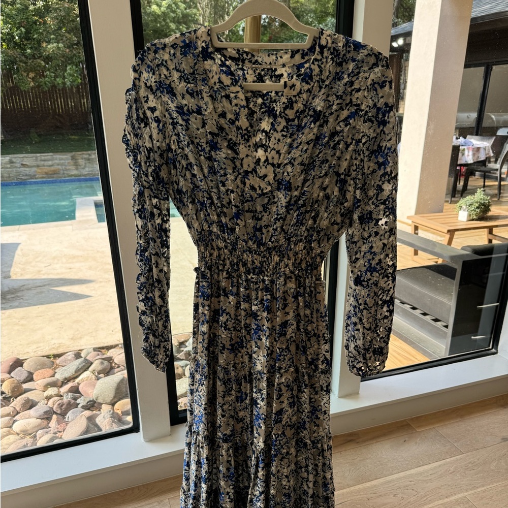 Floral Blue and Gray Women's Dress
